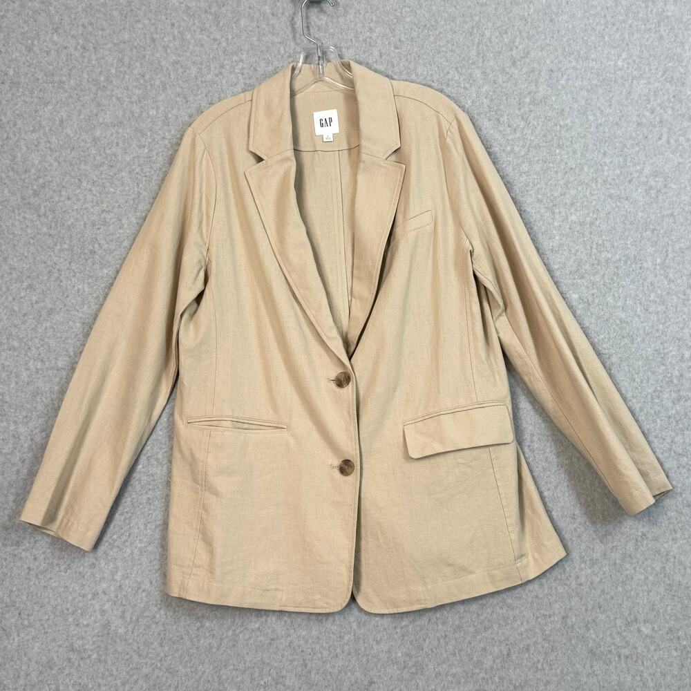 GAP Relaxed Linen-Blend Blazer Bedrock Size L Academia Preppy Party